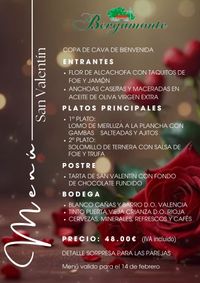 MENÚ DE SAN VALENTÍN RESTAURANTE BERGAMONTE