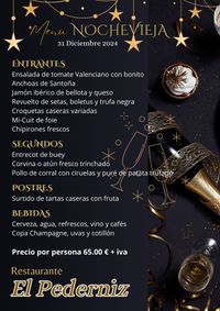 MENÚ DE NOCHEVIEJA RESTAURANTE EL PEDERNIZ