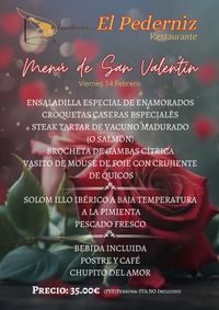 MENÚ DE SAN VALENTÍN RESTAURANTE EL PEDERNIZ MENÚ DE SAN VALENTÍN RESTAURANTE EL PEDERNIZ