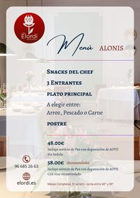 MENÚ ALONIS RESTAURANTE ELORDI MENÚ ALONIS RESTAURANTE ELORDI