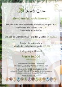 MENU INVIERNO PRIMAVERA RESTAURANTE GRANJA SANTA CREU MENU INVIERNO PRIMAVERA RESTAURANTE GRANJA SANTA CREU