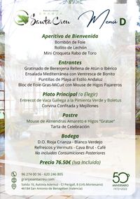 CARTA EVENTOS D RESTAURANTE GRANJA SANTA CREU