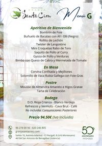 CARTA EVENTOS G RESTAURANTE GRANJA SANTA CREU CARTA EVENTOS G RESTAURANTE GRANJA SANTA CREU