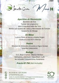 CARTA EVENTOS H RESTAURANTE GRANJA SANTA CREU