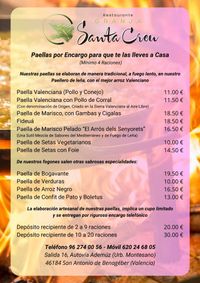 PAELLAS POR ENCARGO RESTAURANTE GRANJA SANTA CREU PAELLAS POR ENCARGO RESTAURANTE GRANJA SANTA CREU